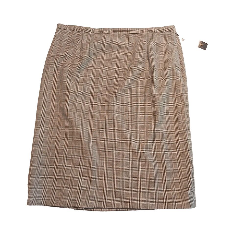 Vtg Pendleton Size 14P Virgin Wool Black White Glen Plaid Skirt 2 Kick Pleats US